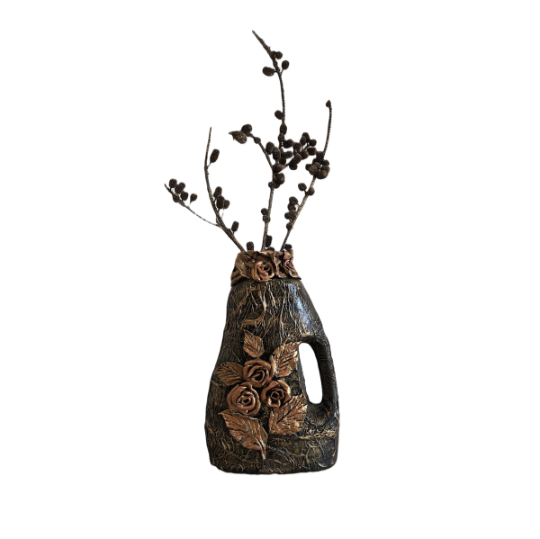 Bronze Roses Flower Vase